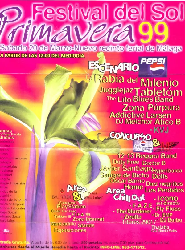Cartel Festival del Sol Primavera 1999.